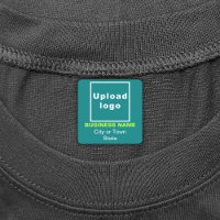 Business Brand on Teal Green Square Iron On Label