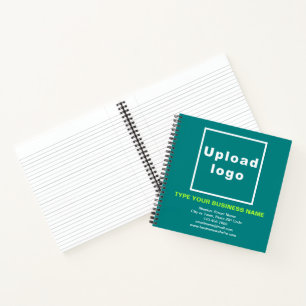 Business Brand on Teal Green Square Spiral Notebook