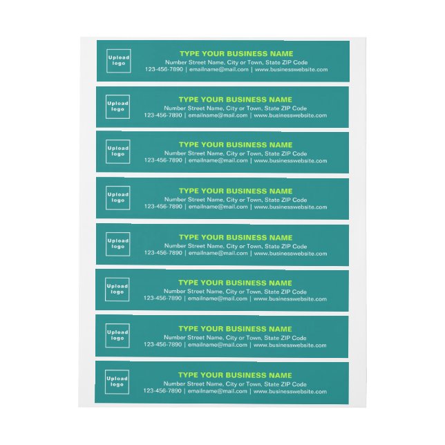 Business Brand on Teal Green Wraparound Address Label (Sheet)
