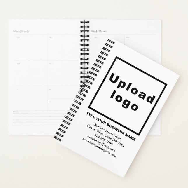 Business Brand on White Cover of Planner (Display)