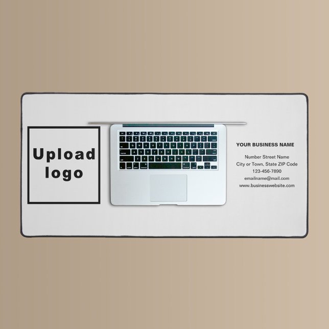 Business Brand on White Desk Mat (Build brand name awareness. Your business brand on white desk mat.)