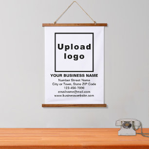 Business Brand on White Hanging Tapestry