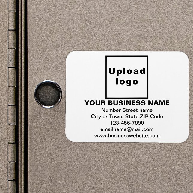 Business Brand on White Rectangle Flexible Magnet (Your business brand on white rectangle flexible magnet as marketing material.)