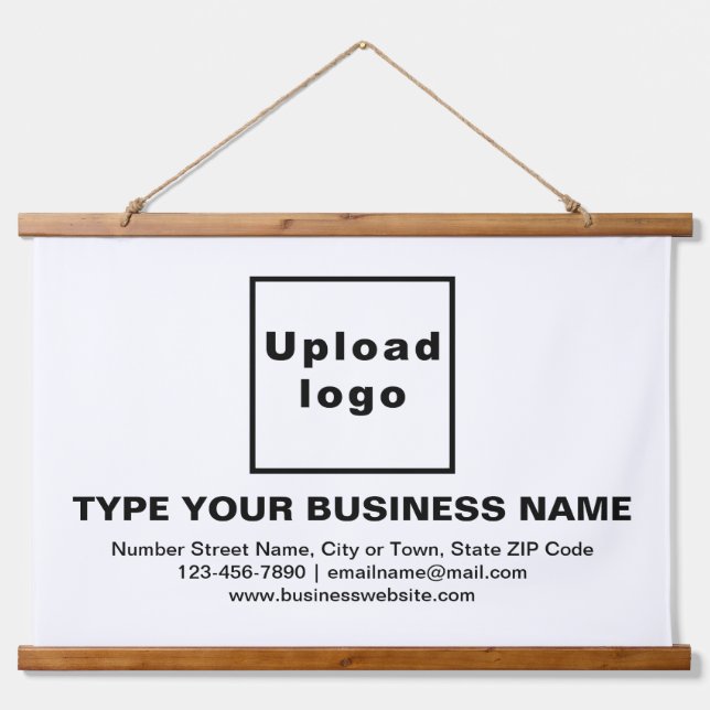 Business Brand on White Rectangle Hanging Tapestry (Front)