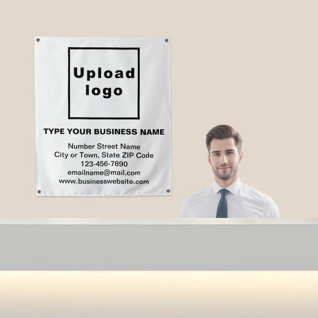 Business Brand on White Tapestry (Business brand on white tapestry in reception.)