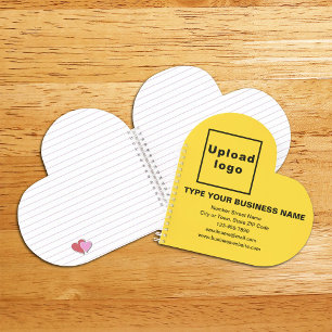 Business Brand on Yellow Heart Shape Spiral Notebook