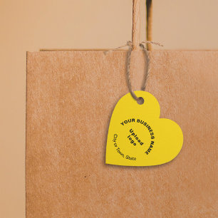 Business Brand on Yellow Heart Shape Tag