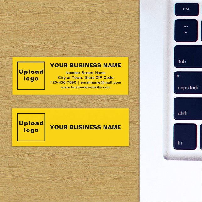 Business Brand on Yellow Mini Card (The front and back of the yellow mini business card with your brand)
