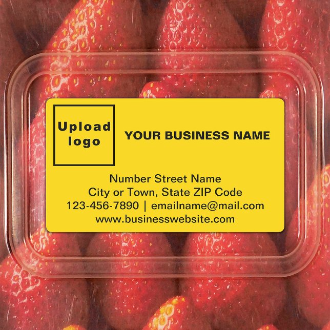 Business Brand on Yellow Rectangle Adhesive Label (Yellow rectangle adhesive label with your business brand)