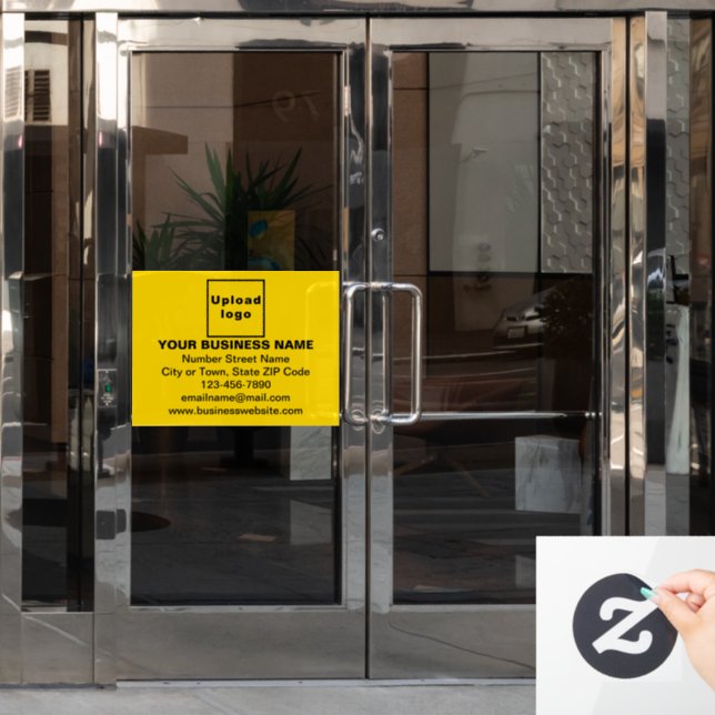 Business Brand on Yellow Rectangle Window Cling (Office Door)