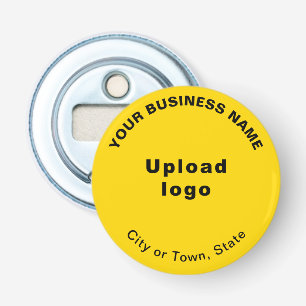 Business Brand on Yellow Small Round Bottle Opener