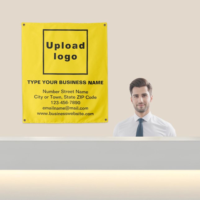 Business Brand on Yellow Tapestry (Business brand on yellow tapestry in reception.)