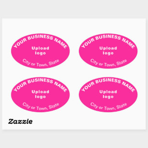 Business Brand Oval Pattern Texts on Pink Sticker