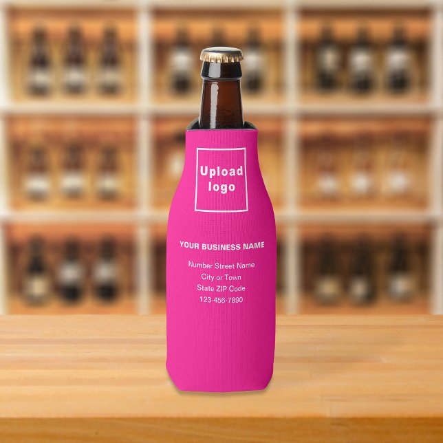 Business Brand Pink Bottle Cooler (Build brand name awareness. Your business brand on pink bottle cooler.)