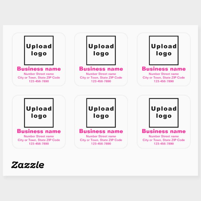 Business Brand Pink Minimal Texts on White Square Sticker (Sheet)