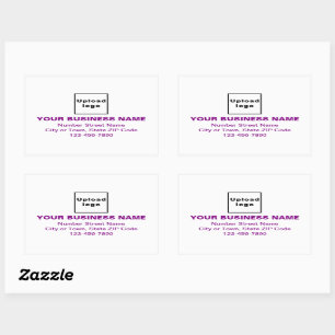 Business Brand Purple Minimal Texts on White Rectangular Sticker