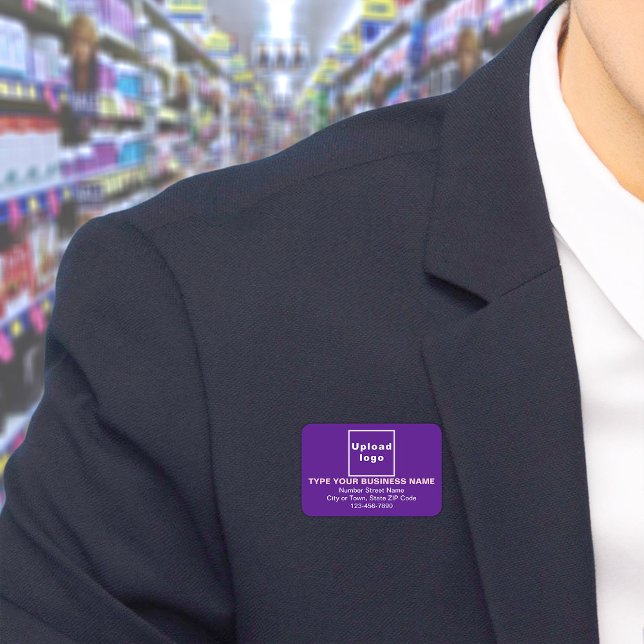 Business Brand Purple Rectangle Name Tag (Build brand name awareness. Your business brand on purple rectangle name tag.)