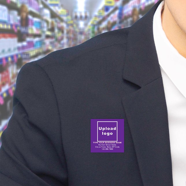 Business Brand Purple Square Name Tag (Build brand name awareness. Your business brand on purple square name tag.)