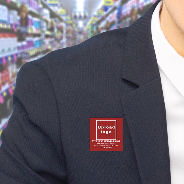 Business Brand Red Square Name Tag (Build brand name awareness. Your business brand on red square name tag.)