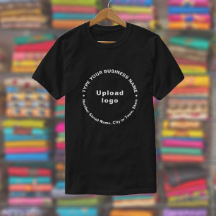 Business Brand Round Pattern Texts on Black T-Shirt