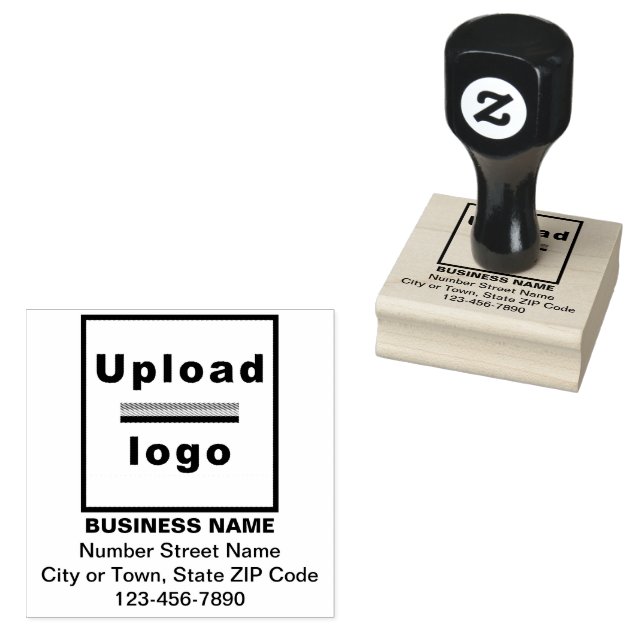 Business Brand Square Shape Wood Stamp (Stamped)
