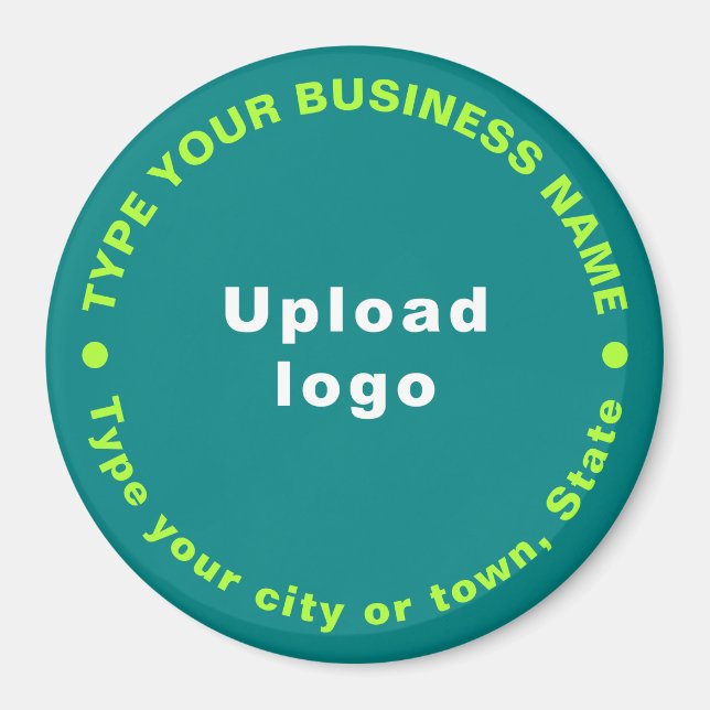 Business Brand Teal Round Shape Magnet (Front)