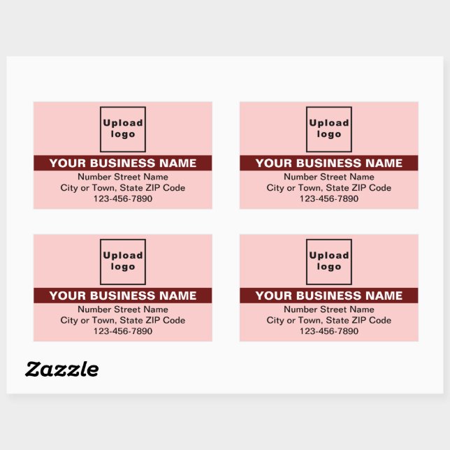 Business Brand With Highlight on Light Red Rectangular Sticker (Sheet)