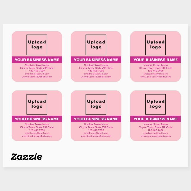 Business Brand With Highlight on Pink Square Sticker (Sheet)