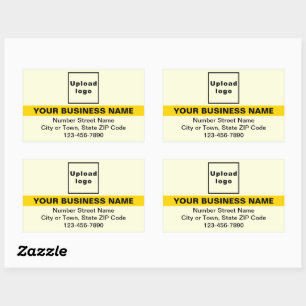 Business Brand With Highlight on Yellow Rectangular Sticker