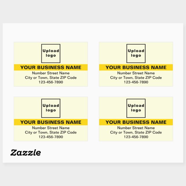 Business Brand With Highlight on Yellow Rectangular Sticker (Sheet)