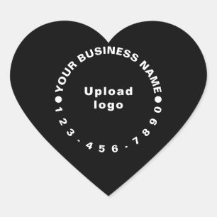 Business Brand With Phone Number on Black Heart Sticker