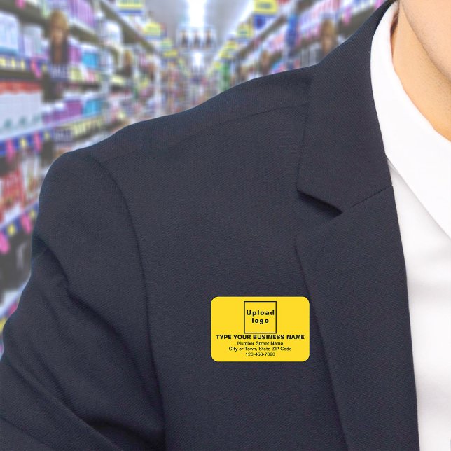 Business Brand Yellow Rectangle Name Tag (Build brand name awareness. Your business brand on yellow rectangle name tag.)