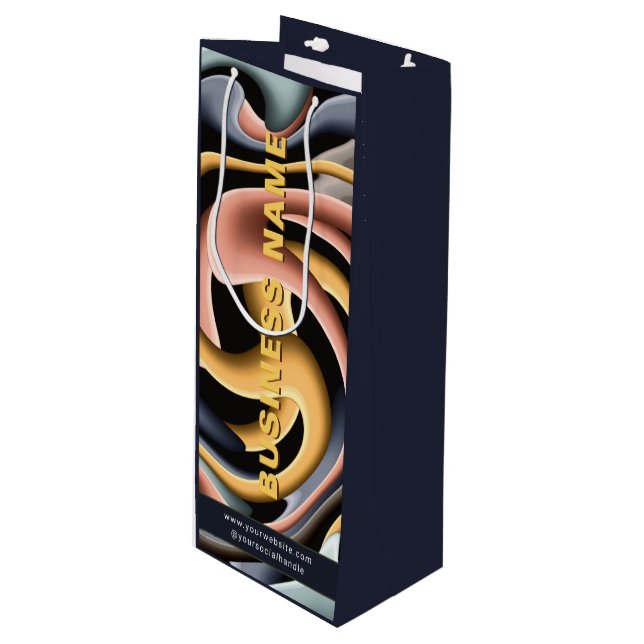 Business Branded Modern Company Promotional Custom Wine Gift Bag (Front Angled)