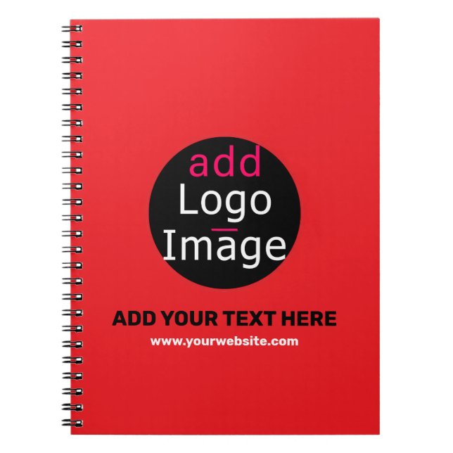 Business Branding Customisable Red Notebook (Front)