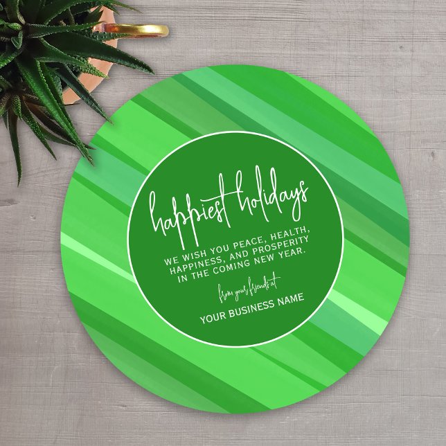 Business Branding - Mod Abstract Green - Happiest Holiday Card (A modern holiday card design for any small business)