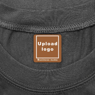 Business Branding On Brown Square Iron On Labels