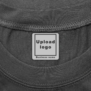 Business Branding On Grey Square Iron On Labels