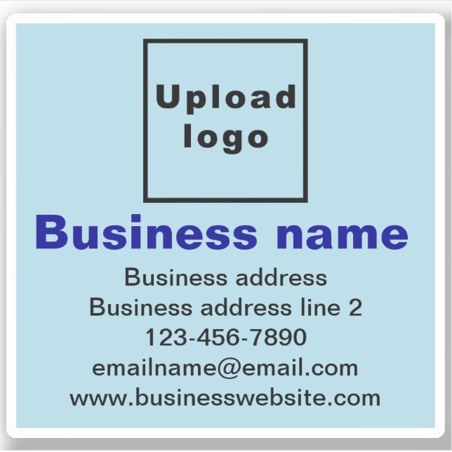 Business Branding On Light Blue Square Vinyl (Front)