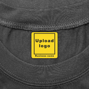 Business Branding On Yellow Square Iron On Labels
