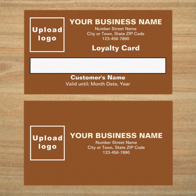 Business Brown Flat Loyalty Card (Front and back sides of brown loyalty card. Loyalty card for your loyal customers.)