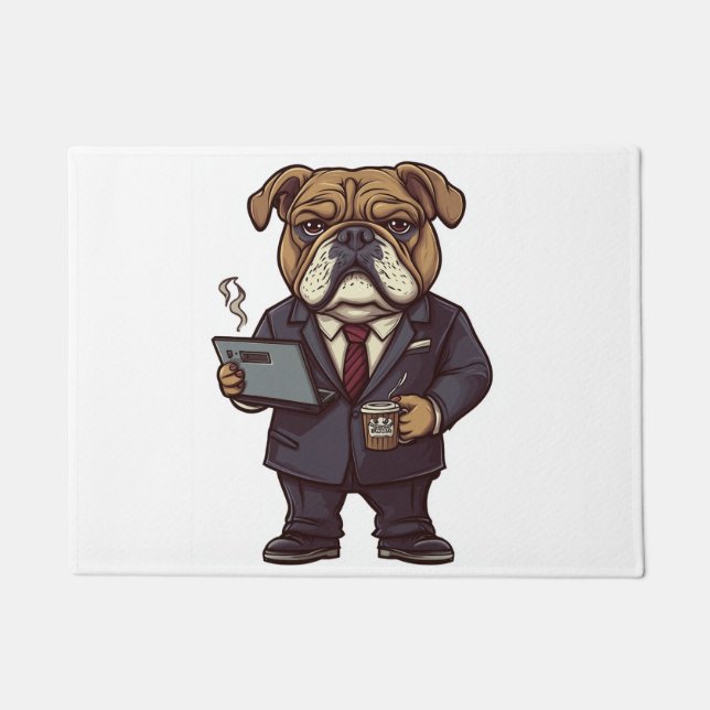 Business Bulldog � Funny Office Dog Doormat (Front)