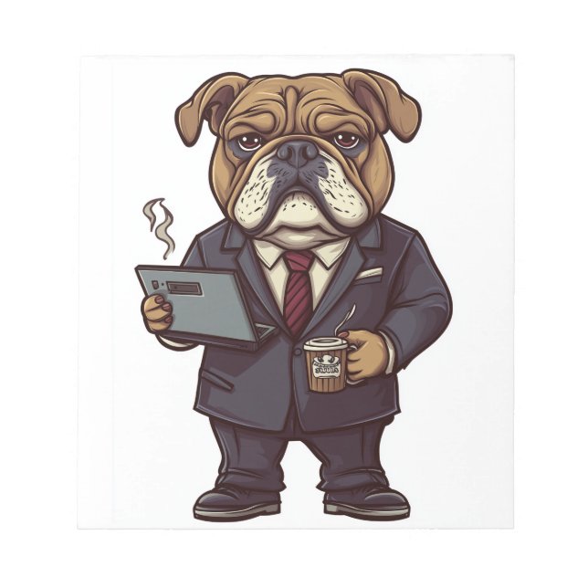 Business Bulldog � Funny Office Dog Notepad (Front)