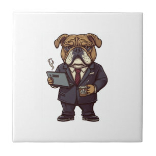 Business Bulldog � Funny Office Dog Tile