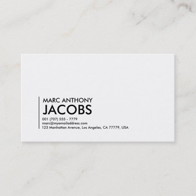 Business Card 006 - Bold Plain, Black / White (Front)