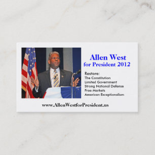 Business Card, Allen West for President 2012 Card