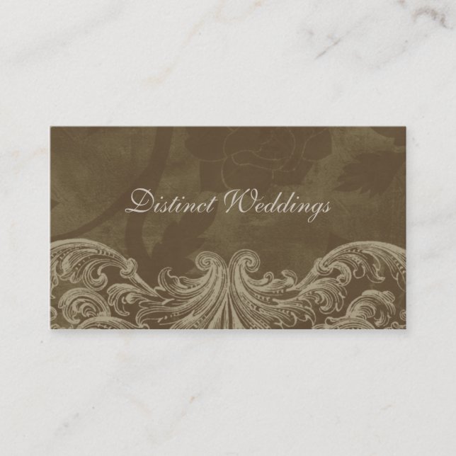 Business Card Antique Roses Wedding Planner Brown (Front)