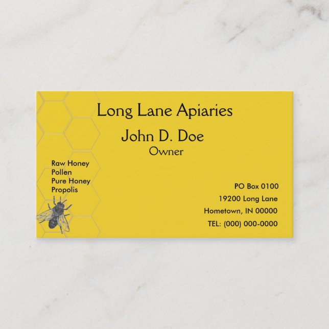 Business Card - Apiary - Beekeeping (Front)