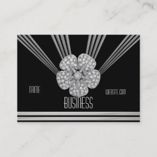 Business Card Art Deco Black Stripe Diamond Jewel