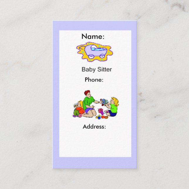 Business Card - Babysitter (Front)