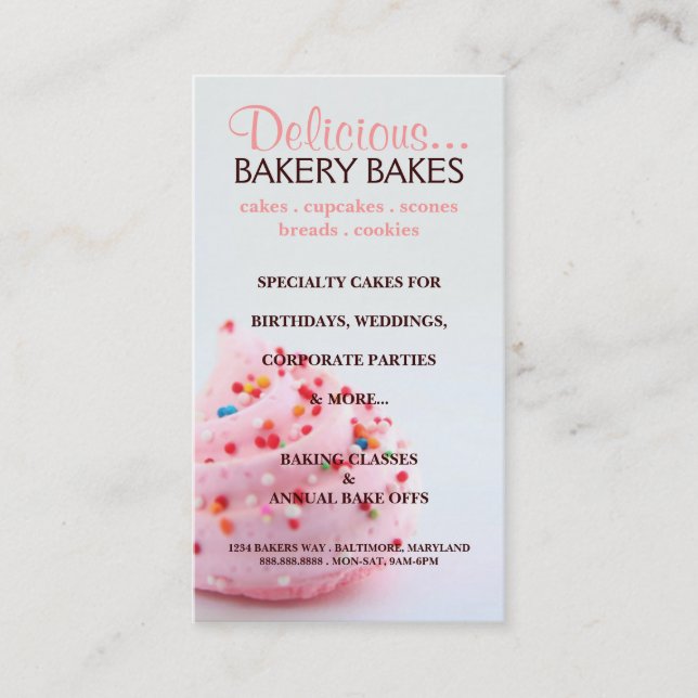 Business Card Bakery Blue Pink (Front)